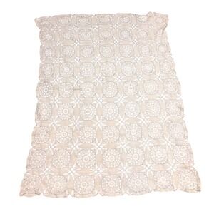 Vintage Crochet Table Runner Throw Unisex 45x32 Cream Vintage Cottagecore Lace